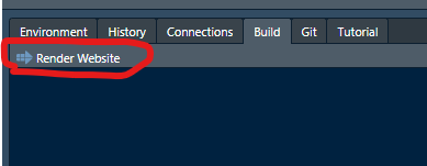 Image of top right pane which under Build and Select Render Website
