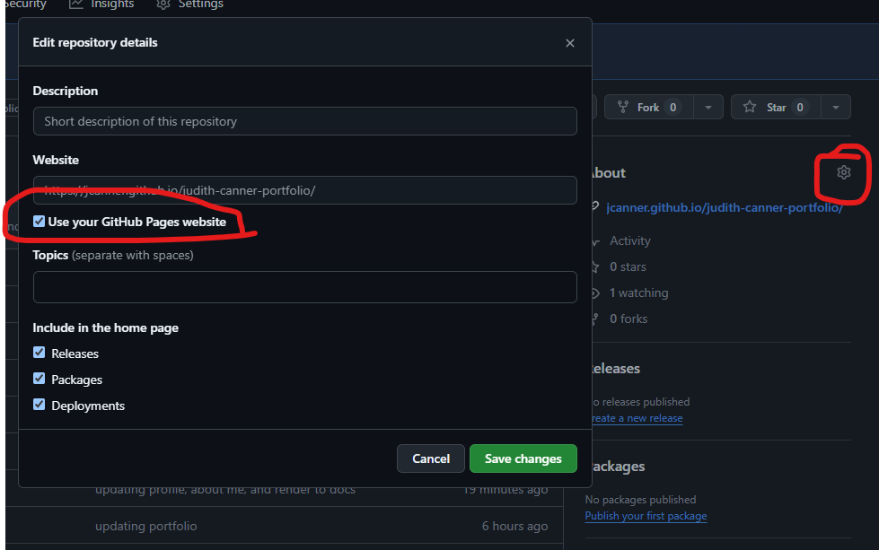Appearance of website link on pages